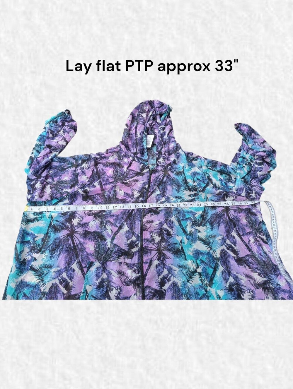 Torrid NEW Plus Size 5x: Lightweight Palm-Print Swim Cover-Up Anorak Kimono - Picture 5 of 6